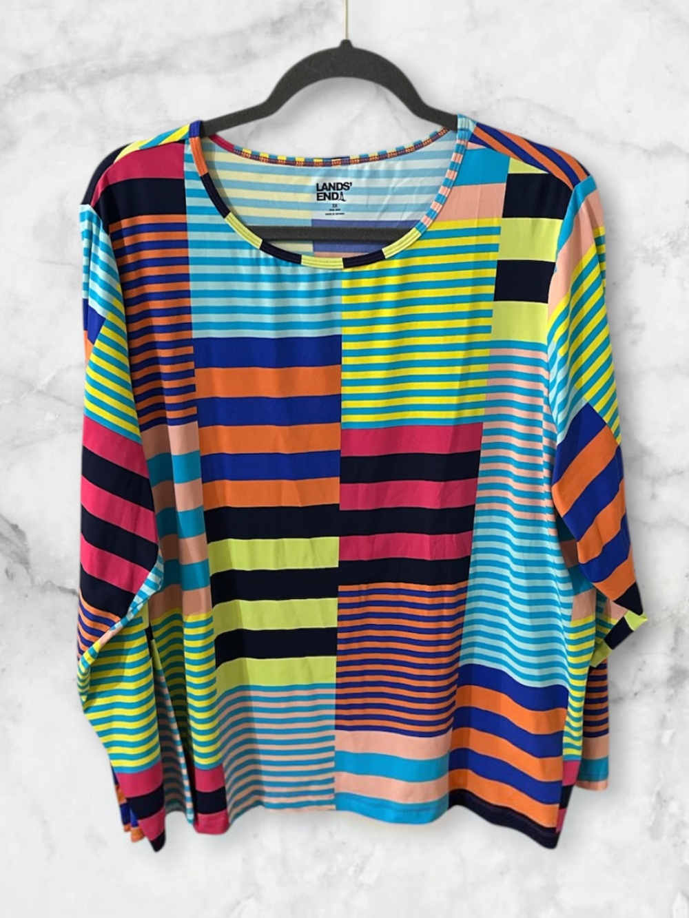 Lands End multicolored striped long sleeve top size 3X NWOT